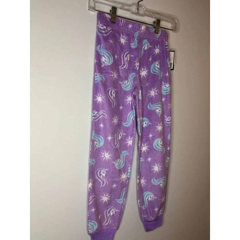 CUDDL DUDS NEW Girls M (7/8) Sleepwear Pants Purple Unicorn Fleece Fuzzy Comfy